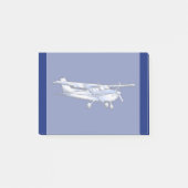Vliegtuig Chrome Cessna Silhouette die op blauw vl Post-it® Notes (Voorkant)