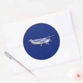 Vliegtuig Chrome Cessna Silhouette die op blauw vl Ronde Sticker (Envelop)
