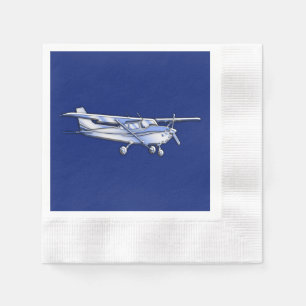 Vliegtuig Chrome Cessna Silhouette die op blauw vl Servetten