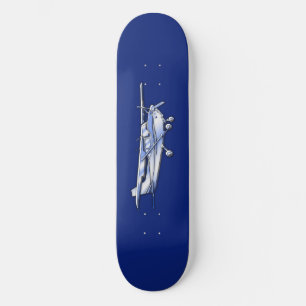 Vliegtuig Chrome Cessna Silhouette Vliegend op Bla Skateboard