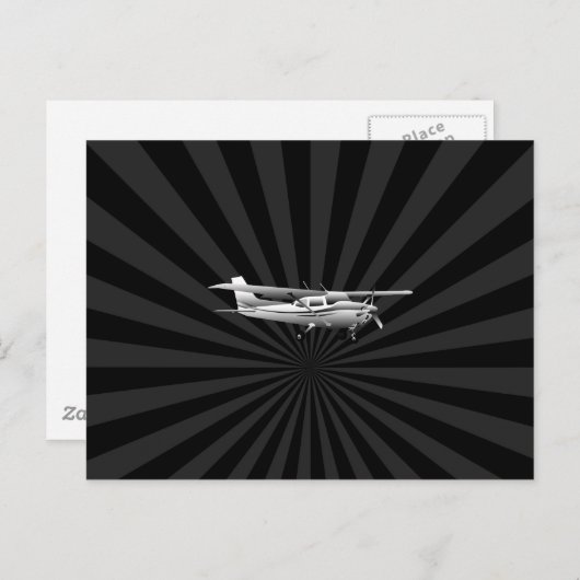 Vliegtuig Classic Cessna Silhouette Sunburst Briefkaart (Voorkant / Achterkant)