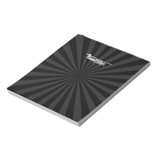 Vliegtuig Classic Cessna Silhouette Sunburst Notitieblok (Linkerzijde)