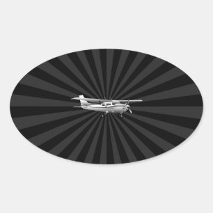 Vliegtuig Classic Cessna Silhouette Sunburst Ovale Sticker