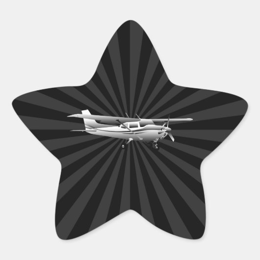 Vliegtuig Classic Cessna Silhouette Sunburst Ster Sticker (Voorkant)