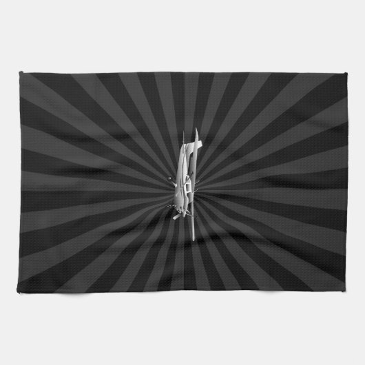 Vliegtuig Classic Cessna Silhouette Sunburst Theedoek (Horizontaal)