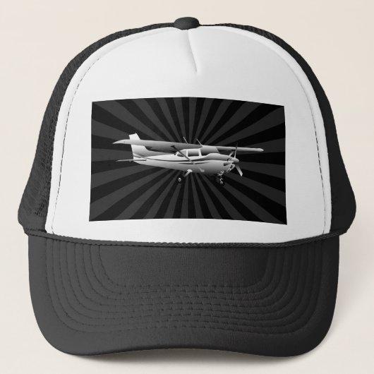 Vliegtuig Classic Cessna Silhouette Sunburst Trucker Pet (Voorkant)