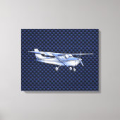 Vliegtuig Classic Chrome Cessna Blue Carbon Fiber Canvas Afdruk (Voorkant)