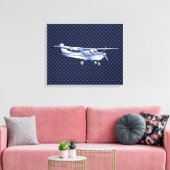 Vliegtuig Classic Chrome Cessna Blue Carbon Fiber Canvas Afdruk (Insitu (Woonkamer))