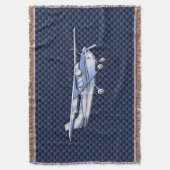 Vliegtuig Classic Chrome Cessna Blue Carbon Fiber Deken (Voorkant Verticaal)