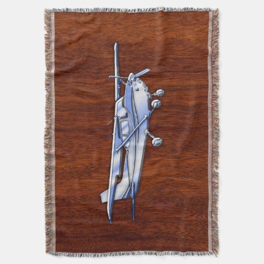 Vliegtuig Classic Chrome like Cessna on Mahogany Deken (Voorkant Verticaal)