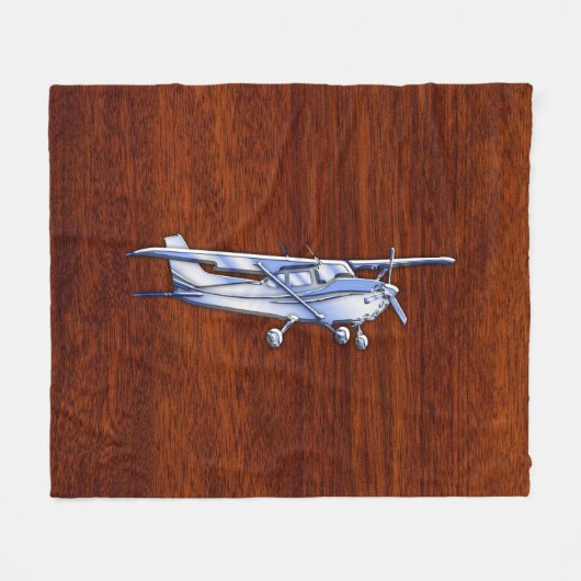 Vliegtuig Classic Chrome like Cessna on Mahogany Fleece Deken (Voorkant (Horizontaal))