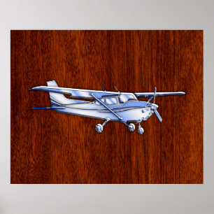 Vliegtuig Classic Chrome like Cessna on Mahogany Poster