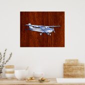 Vliegtuig Classic Chrome like Cessna on Mahogany Poster (Keuken)