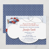 Vliegtuig Cloud 1 Baby shower Uitnodiging (Voorkant / Achterkant)