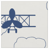  vliegtuig Clouds Navy Blue Stof (Close Up)