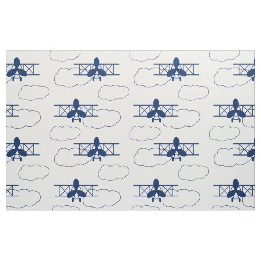  vliegtuig Clouds Navy Blue Stof (Fat Quarter)