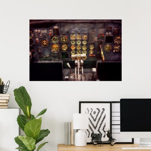 Vliegtuig - cockpit - De bedieningsorganen zijn in Poster (Thuiskantoor)