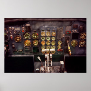 Vliegtuig - cockpit - De bedieningsorganen zijn in Poster