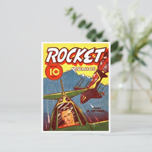  Vliegtuig Comic Briefkaart (Staand voorkant)