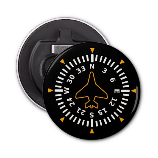 Vliegtuig Compass Flight Instrument Button Flesopener (Voorkant)