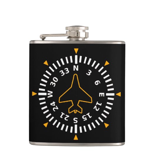 Vliegtuig Compass Flight Instrument Heupfles (Voorkant)