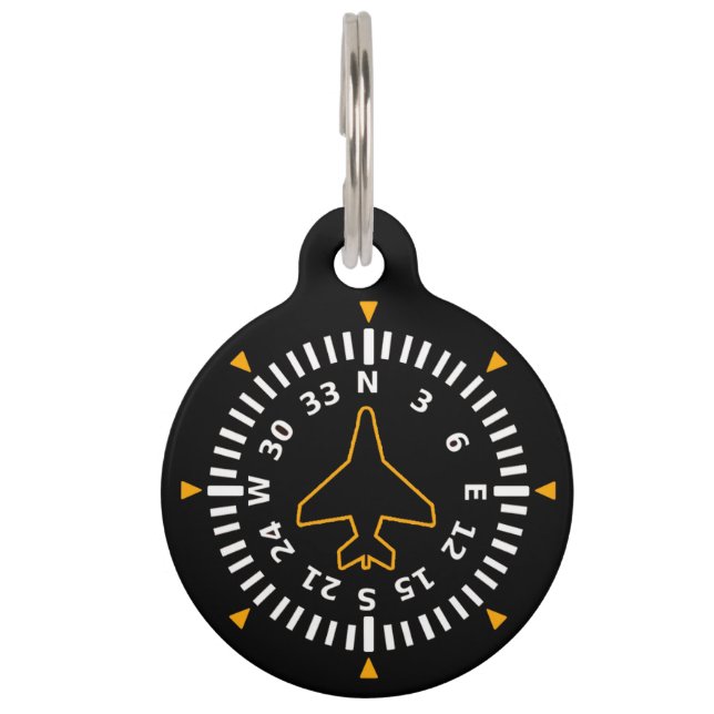 Vliegtuig Compass Flight Instrument Huisdierpenning (Voorkant)