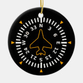 Vliegtuig Compass Flight Instrument Keramisch Ornament (Voorkant)