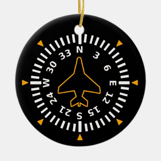 Vliegtuig Compass Flight Instrument Keramisch Ornament (Voorkant)