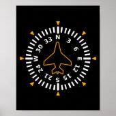 Vliegtuig Compass Flight Instrument Poster (Voorkant)