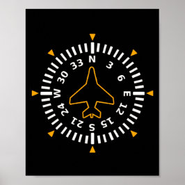 Vliegtuig Compass Flight Instrument Poster