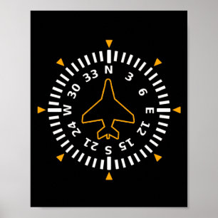 Vliegtuig Compass Flight Instrument Poster