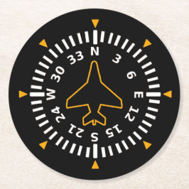 Vliegtuig Compass Flight Instrument Ronde Kartonnen Onderzetter