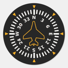 Vliegtuig Compass Flight Instrument Ronde Sticker