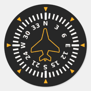 Vliegtuig Compass Flight Instrument Ronde Sticker