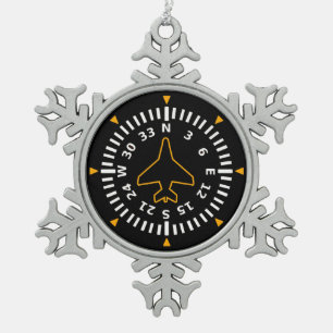 Vliegtuig Compass Flight Instrument Tin Sneeuwvlok Ornament