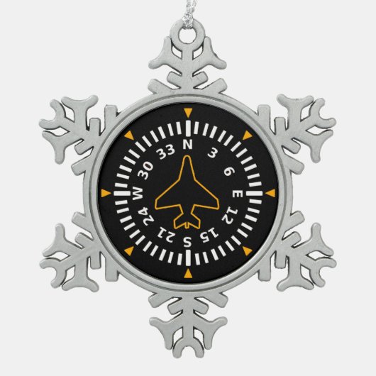 Vliegtuig Compass Flight Instrument Tin Sneeuwvlok Ornament (Voorkant)