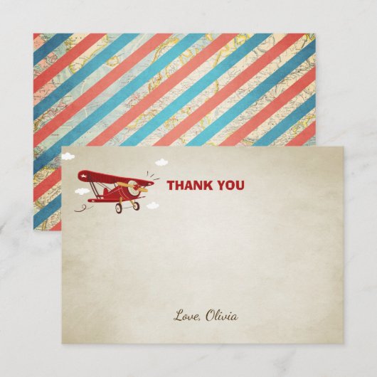 Vliegtuig Dank u kaart vlakke douche (Voorkant / Achterkant)