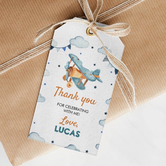 Vliegtuig Dank u Label Cadeaulabel