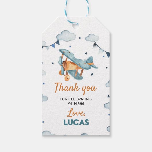 Vliegtuig Dank u Label Cadeaulabel (Voorkant)