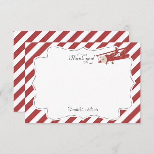 Vliegtuig Dank u wel! Bedankkaart (Voorkant / Achterkant)