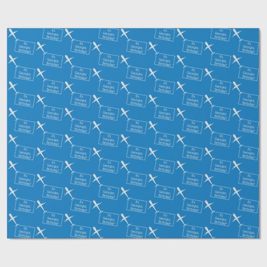 Vliegtuig dat Douanevlag op Blauw Water vliegt Cadeaupapier (Vlak)