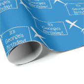 Vliegtuig dat Douanevlag op Blauw Water vliegt Cadeaupapier (Rol Hoek)