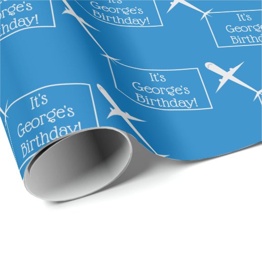 Vliegtuig dat Douanevlag op Blauw Water vliegt Cadeaupapier (Rol Hoek)