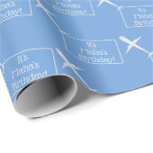 Vliegtuig dat gepersonaliseerde verjaardagsvlag op cadeaupapier (Rol Hoek)