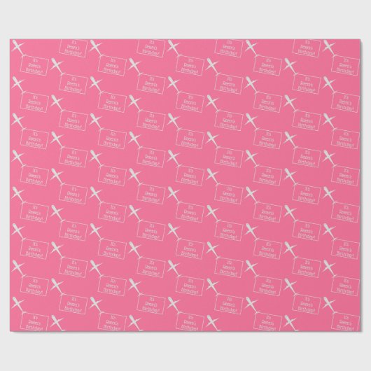 Vliegtuig dat Gepersonaliseerde Verjaardagsvlag op Cadeaupapier (Vlak)