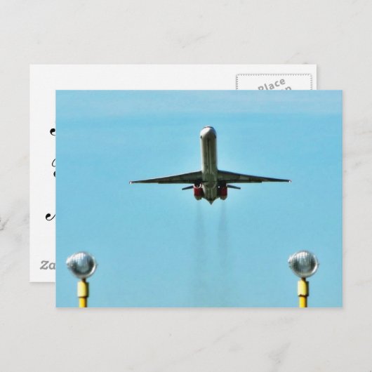 Vliegtuig dat op de luchthaven opstart briefkaart (Voorkant / Achterkant)