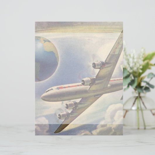  vliegtuig dat over de hele wereld in wolken vlieg (Staand voorkant)