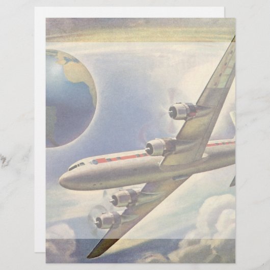  vliegtuig dat over de hele wereld in wolken vlieg (Voorkant / Achterkant)