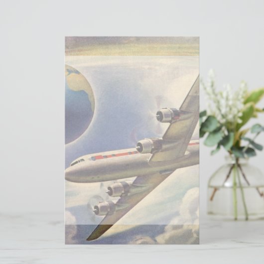 vliegtuig dat over de hele wereld in wolken vlieg (Staand voorkant)