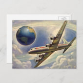 vliegtuig dat over de hele wereld in wolken vlieg briefkaart (Voorkant / Achterkant)